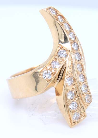 Romantic Yellow Gold approximate 1.10ctw Diamond Abstract Ring