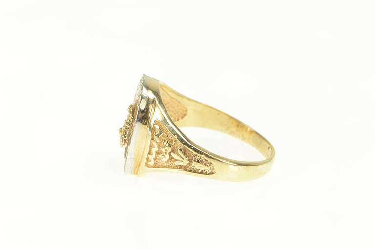 14K Yellow Gold 0.45 Ctw Diamond Horse Shoe Equestrian Men's Ring
