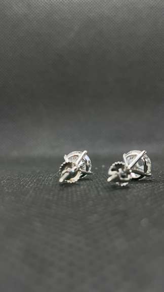 GORGEOUS 2.26 CARATS AND 2.14 CARATS PAIR OF ROUND BRILLIANT STUDS WITH SCREW BACKS