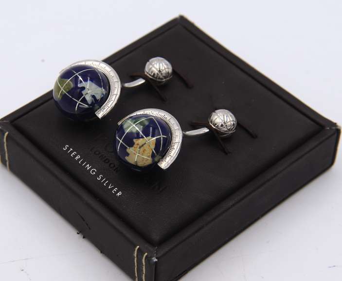 Tateossian Globe Cufflinks in Lapis & Sterling Silver