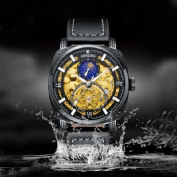Sun Moon Star Wine Barrel Automatic Mechanical Watch