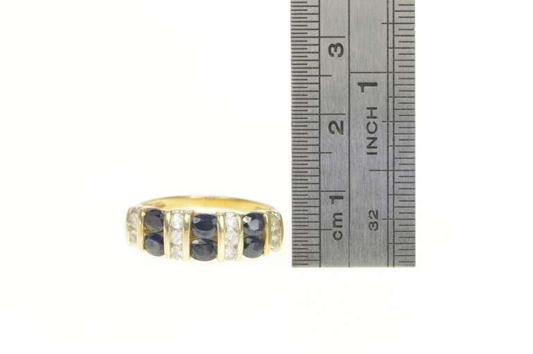 14K Yellow Gold 2.30 Ctw Natural Blue & White Sapphire Band Ring