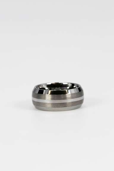 Men's Tungsten Carbide Two Tone Thin Stripe Wedding Band Comfort Fit Ring Size 5