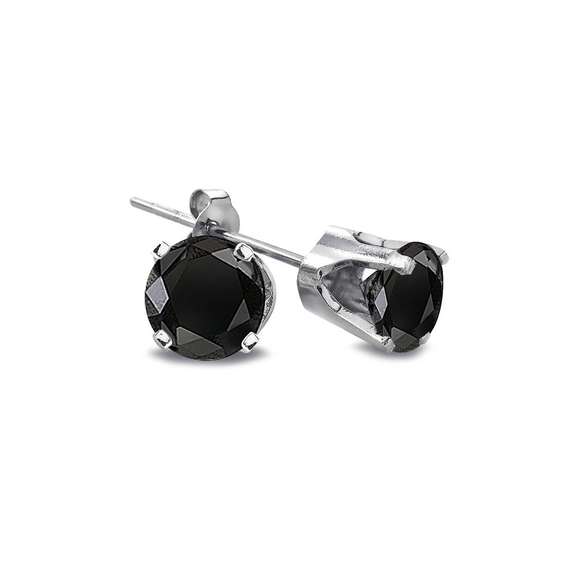 14K White Gold Black Diamond Earrings