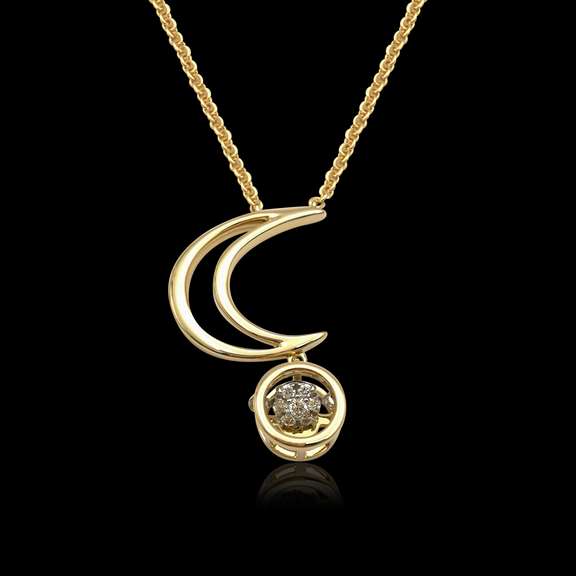 Gold and diamond dancing stone Pendant