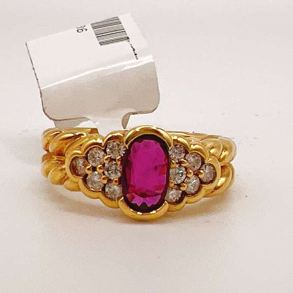 18kt Solid Yellow Gold, Ruby, & Diamond Ring