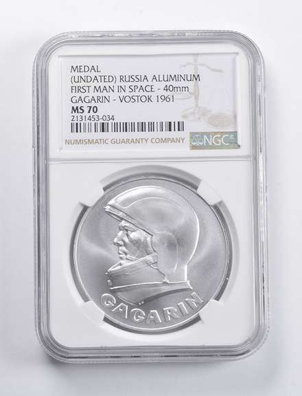 MS70 (Undated) Russia Aluminum Medal First Man In Space Gagarin NGC