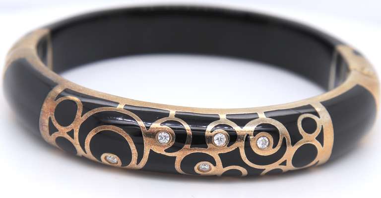 Gold Plated Silver CZ Resin Bangle