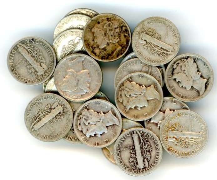 20 Silver Mercury Dimes