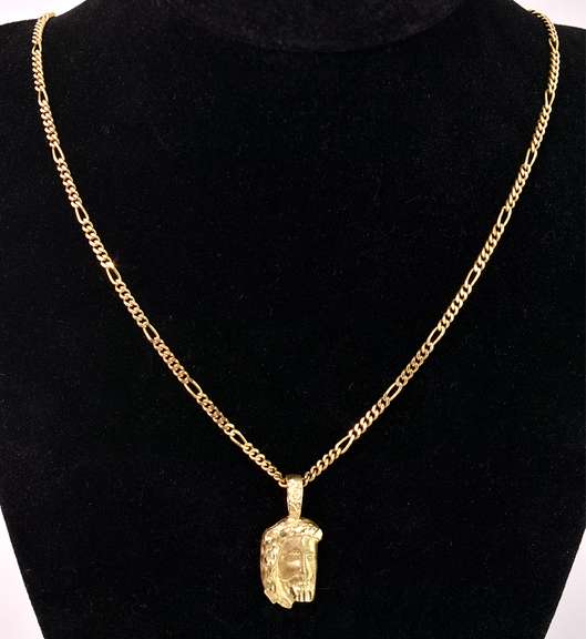 Opulent Jesus Piece Pendant Necklace in 14K Yellow Gold