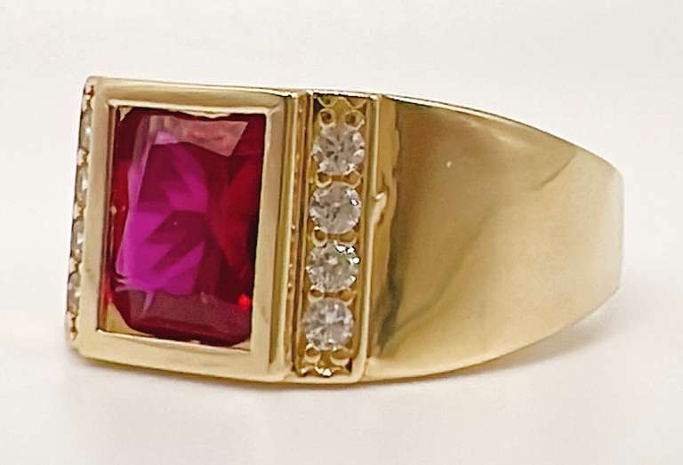 Men's 14kt Solid Yellow Gold & Gemstone Ring