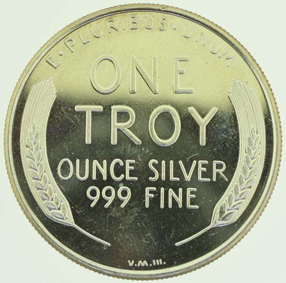 1987 Abraham Lincoln Penny Design 1 oz .999 Fine Silver Round Silver Bar