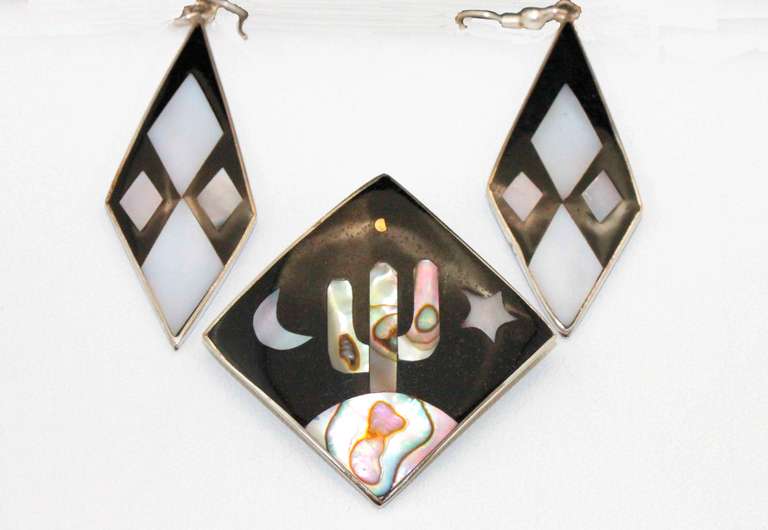 Abalone & Shell Earrings & Pin