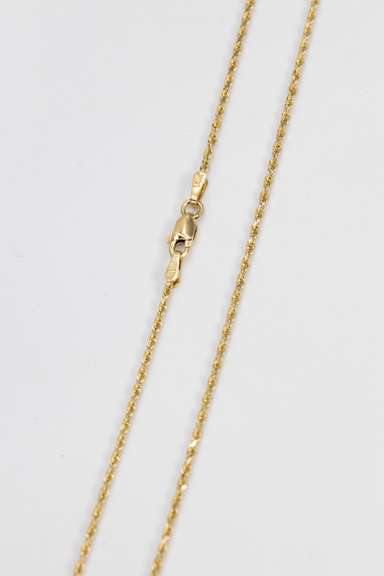14k Yellow Gold Solid Diamond-Cut Rope Link Chain 1.5mm Necklace 30"