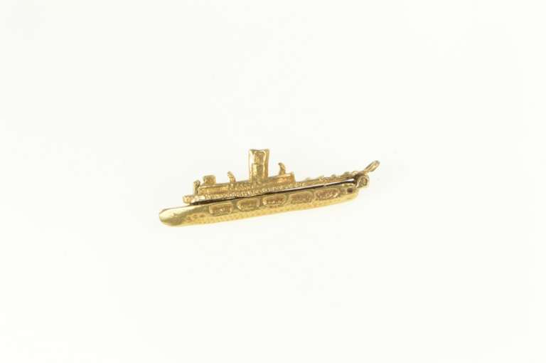 14K Yellow Gold 3D Cruise Liner Boat Ship Travel Charm/Pendant