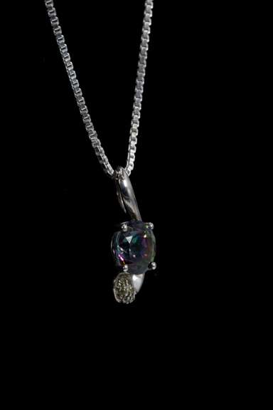 Sterling Silver Mystic Quartz, Peridot Pendant