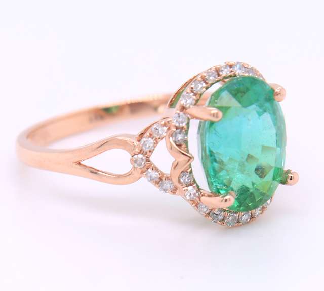 Gorgeous Yellow Gold Apatite and Single Cut Diamond Ring