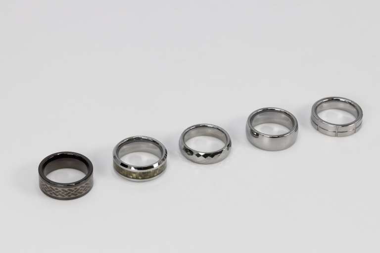 Lot of 5 Size 8 Tungsten Carbide Rings in Various Styles
