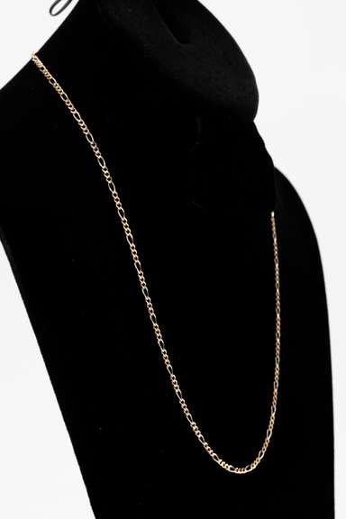 14k Gold Rose White Yellow Tri Color Solid Pave Figaro Link Chain 1.9mm Necklace 24"
