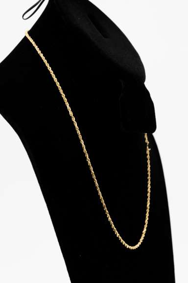 14K Yellow Gold 2.4mm Solid Rope Chain 20 Inch