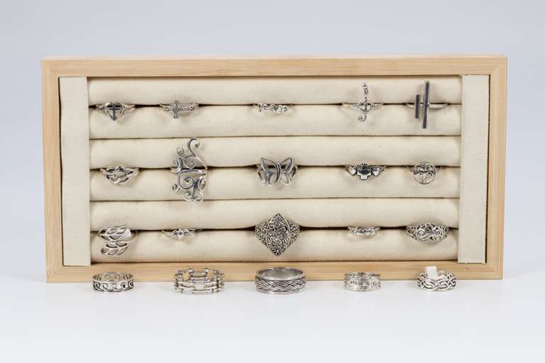 .925 Sterling Silver Curated 20 Ring Lot Various Sizes & Styles