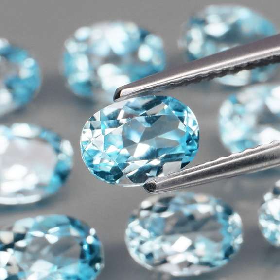 Matched! 9 piece 8.66ct full fire sky blue Topaz set