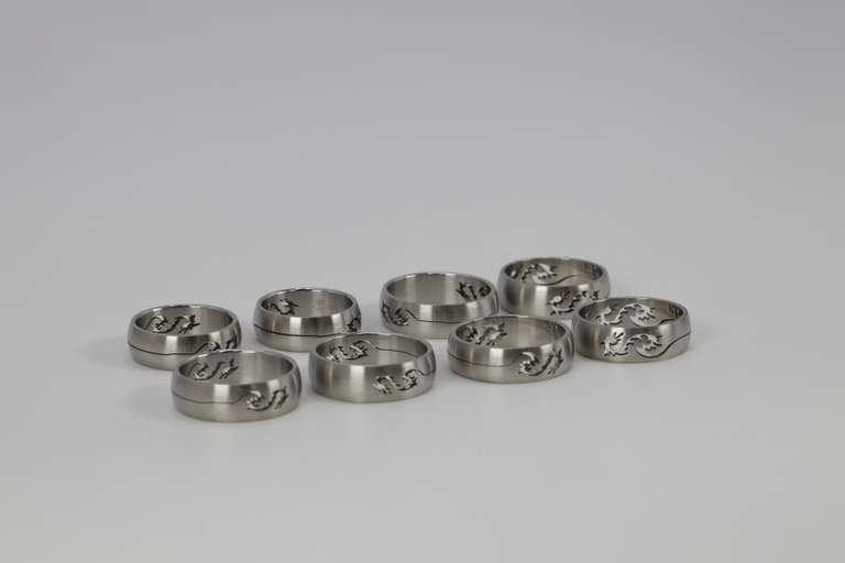 Lot of 19 Stainless Steel 316L Laser Cut Dragon Rings Various Sizes