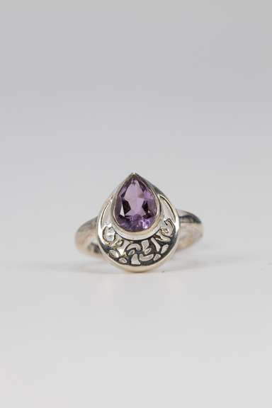 Sterling Silver Natural Amethyst Gemstone Ring Size 7.5