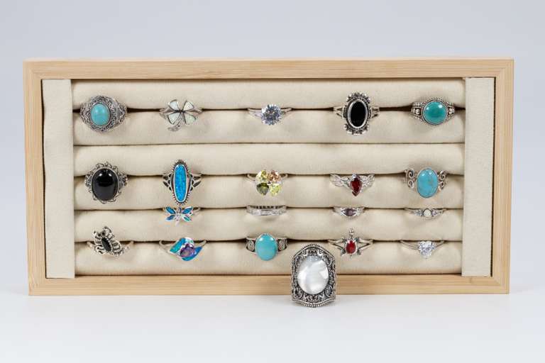 .925 Sterling Silver Curated 20 Ring Lot Various Sizes & Styles