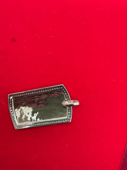 14K YELLOW GOLD DOG TAG PENDANT WITH DIAMONDS