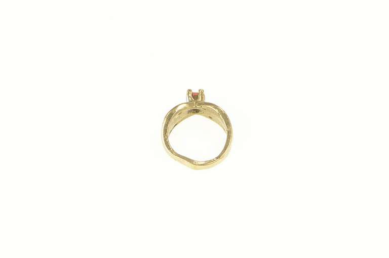 10K Yellow Gold Ruby Inset July Birthstone Cute Ring Charm/Pendant