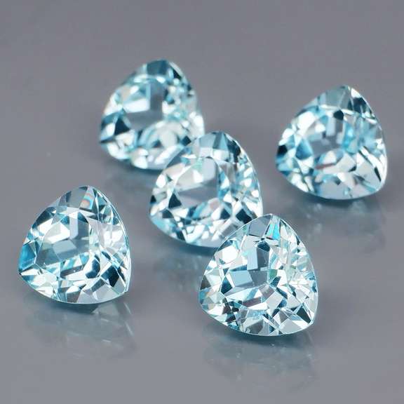 Matched! 5 piece 10.80ct full fire sky blue Topaz set