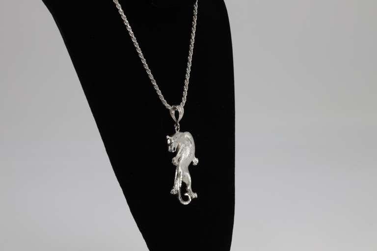 .925 Italian Sterling Silver 4mm Diamond Cut Rope Chain 20" w/Leopard Pendant