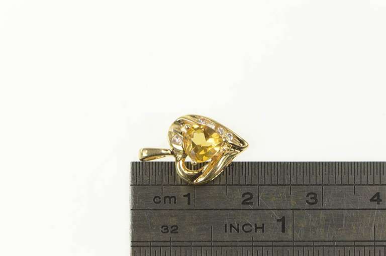 10K Yellow Gold Heart Synthetic Citrine CZ Classic Love Pendant