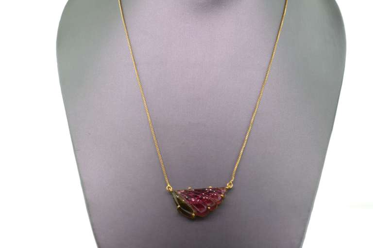 14kt Yellow Gold & Pink Tourmaline Pendant Necklace