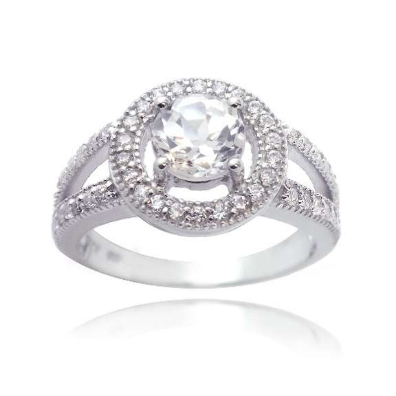 Created White Sapphire & CZ Ring in Sterling Silver