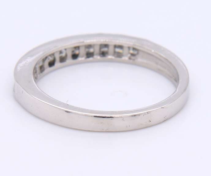 Vintage Platinum Channel Set Princess Cut Diamond Band