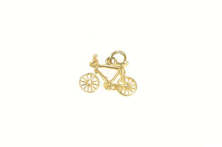 14K Yellow Gold 3D Bike Bicycle Cycling Travel Sport Charm/Pendant