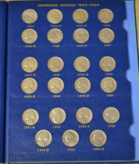 Complete 1938-1964 Jefferson Nickel Whitman Album, Coins Circulated.