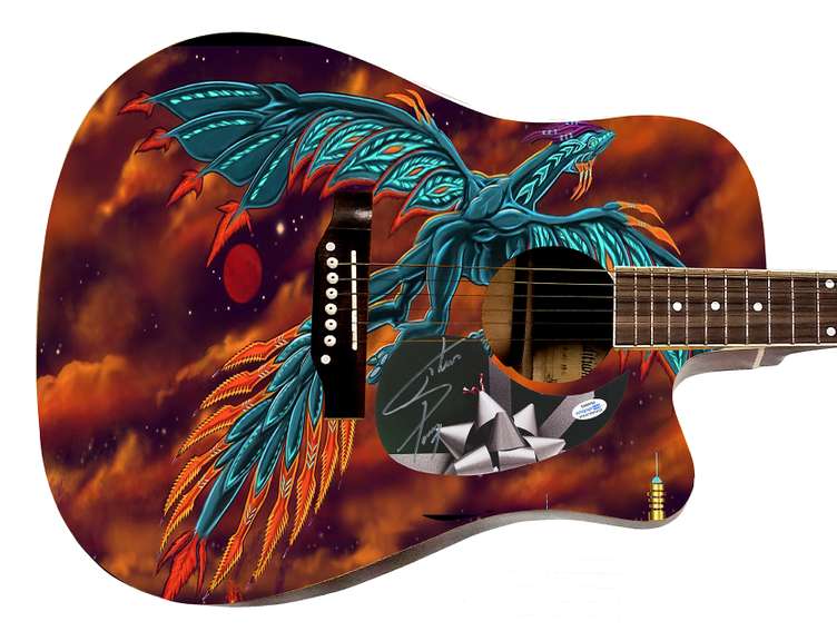 Journey Steve Perry Autographed Custom Photo Graphics Guitar ACOA