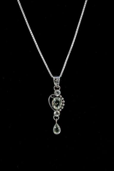 Sterling Silver Green Amethyst Gemstone Pendant