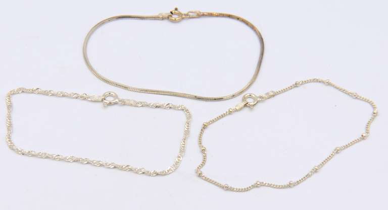 Group Lot of 3 Vintage 925 Sterling Silver Bracelets