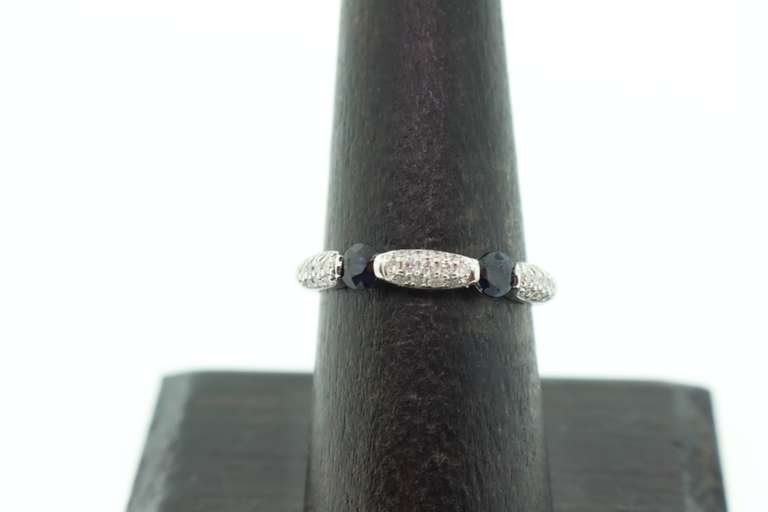 Lovely Sapphire Pair 18k Gold Diamond Crusted Ring