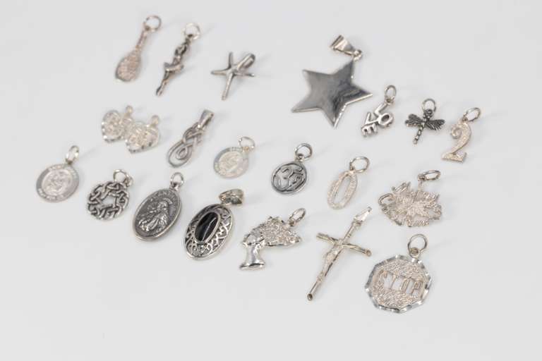 Sterling Silver Pendant Assortment Various Sizes & Styles (20 Pendant Lot)