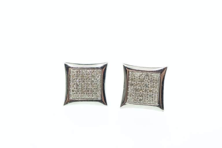 14kt Gold Plated Sterling Silver Contemporary Diamond Cluster Earrings