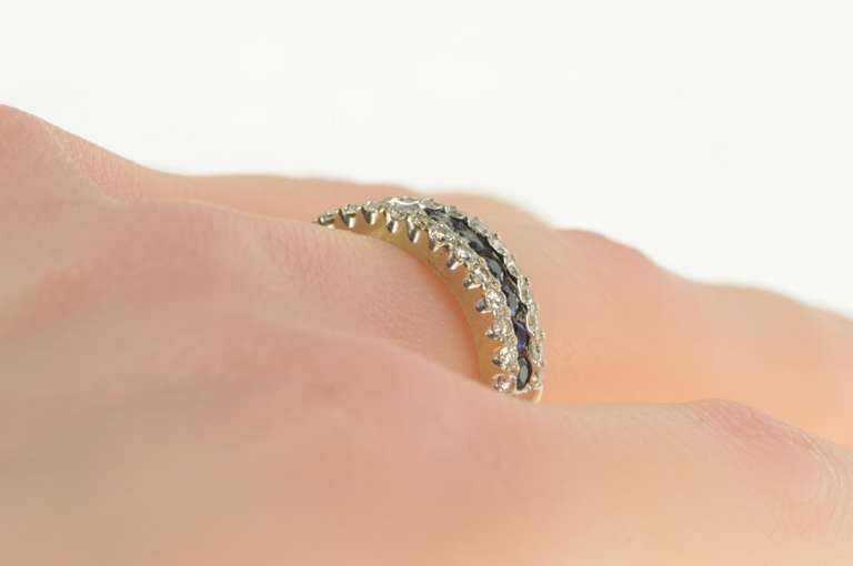 14K White Gold 1.80 Ctw Sapphire Diamond Wedding Band Ring