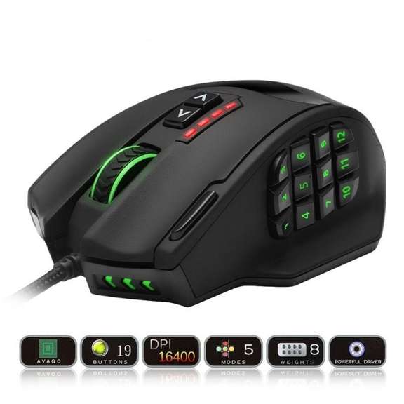 Usb Gaming Mouse 16400dpi 19 Buttons Ergonomic Design
