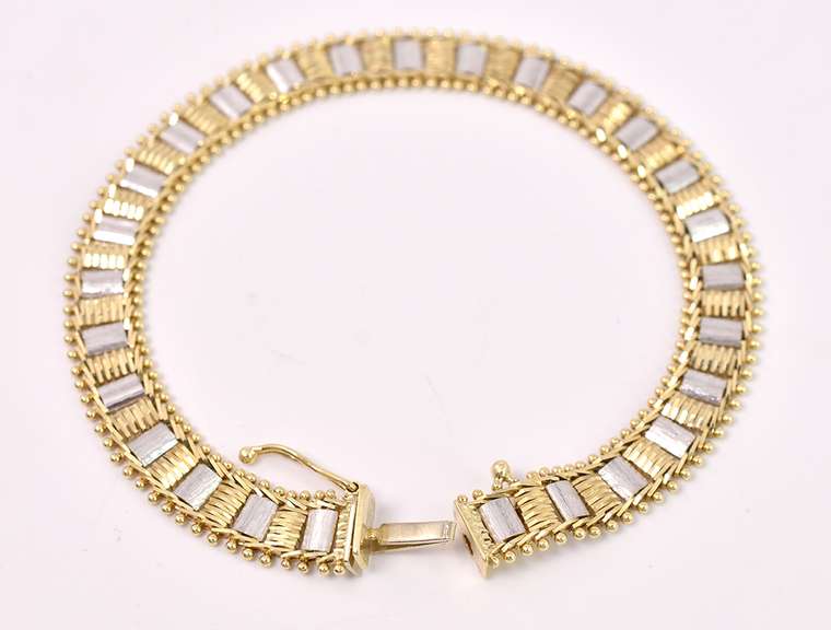 Fantastic Fancy Link Bracelet in 14K Two-Tone Gold