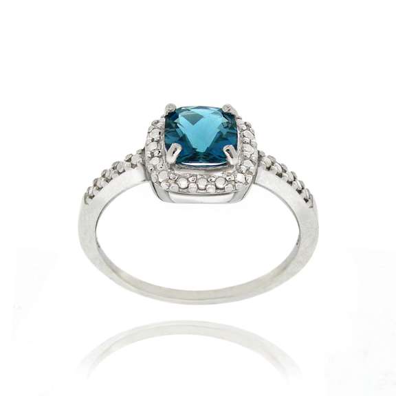 London Blue Topaz & Diamond Accent Ring in Sterling Silver