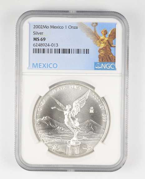 MS69 2002 MO Mexico 1 Onza .999 Fine Silver - Graded NGC